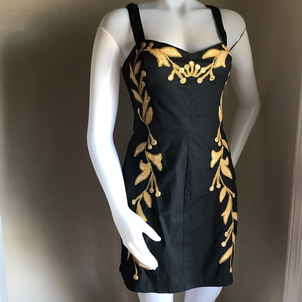 Free people dress size 8 black with gold glitter